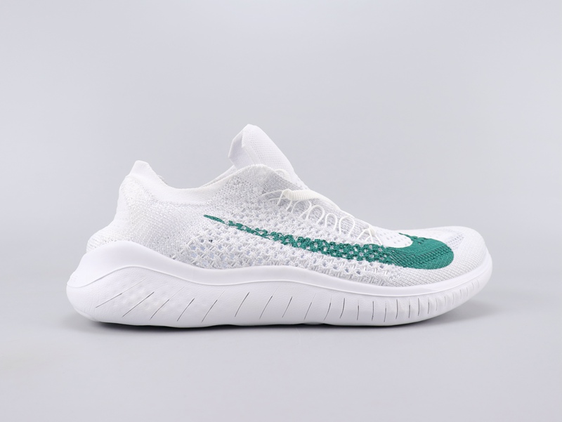 2020 Women Nike Free Rn Flyknit 2018 White Green Shoes